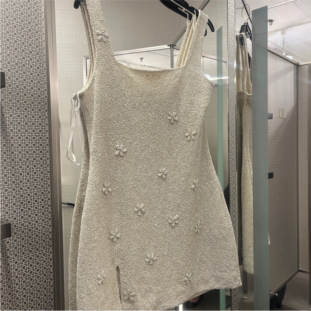Staud Le Sable Beaded Dress in Ivory - Size large